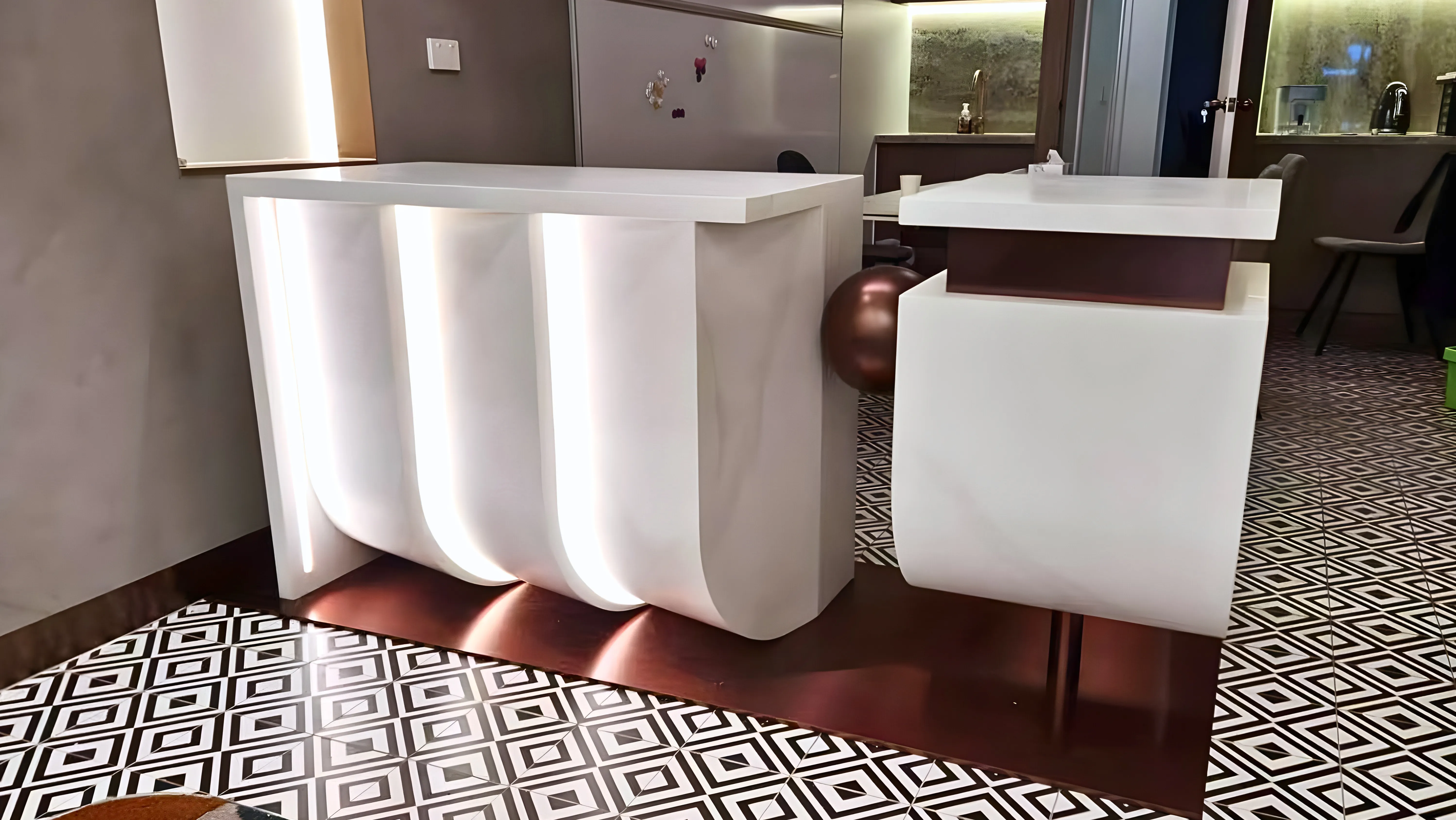 Custom Sculptural Stone Reception Desk